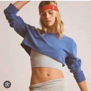 Free People Movement Hot Shot Super Crop Long Sleeve in blue iris